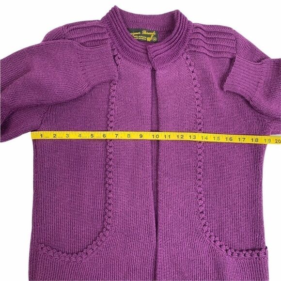 Designer Threads Eggplant Purple Cardigan Sweater 100% Alpaca Medium Pockets - Picture 7 of 9